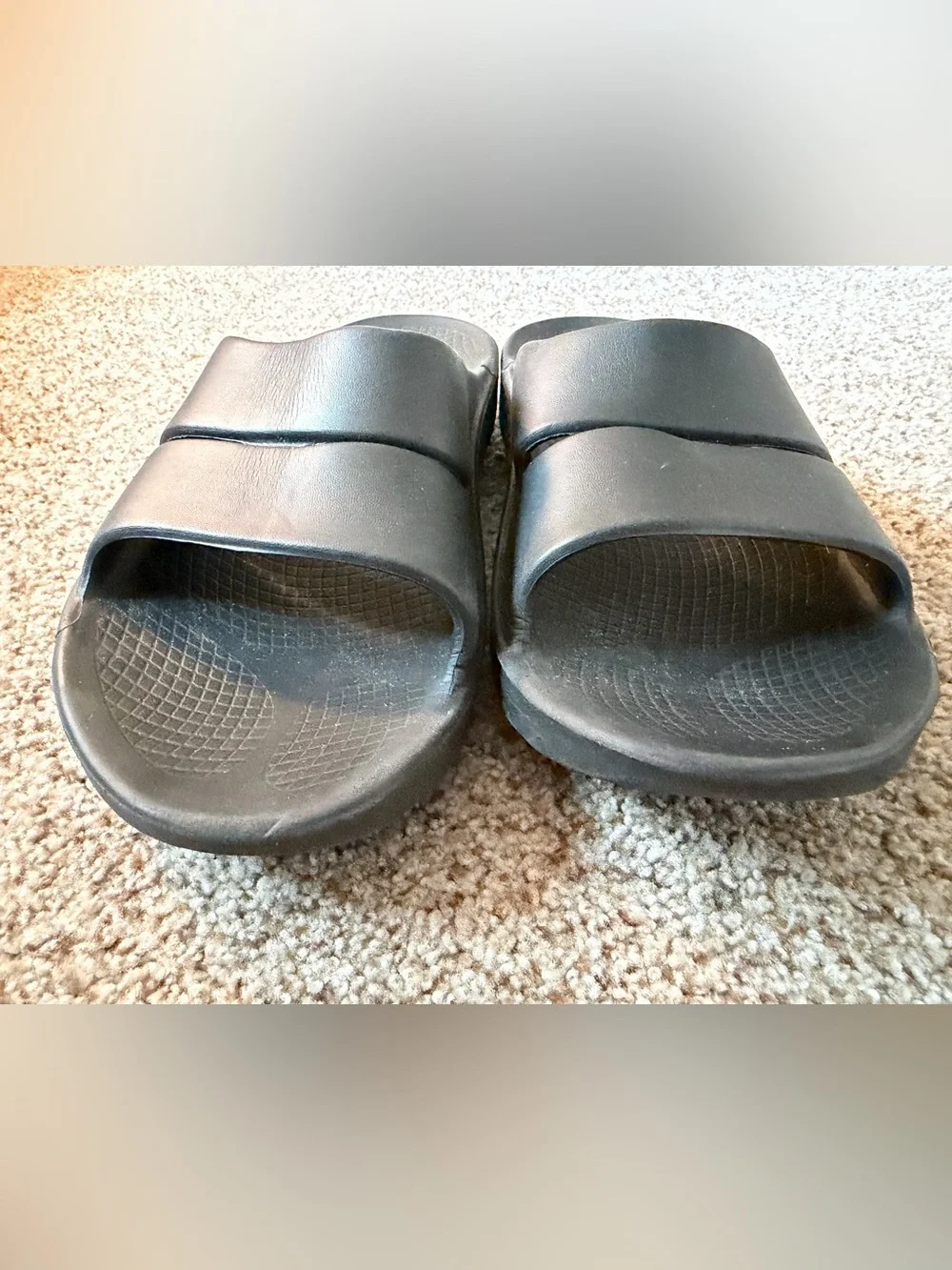 OOFOS Ooahh Mens Size 11 Women’s 13 Sport Slides Black Comfort Shoes Sandals